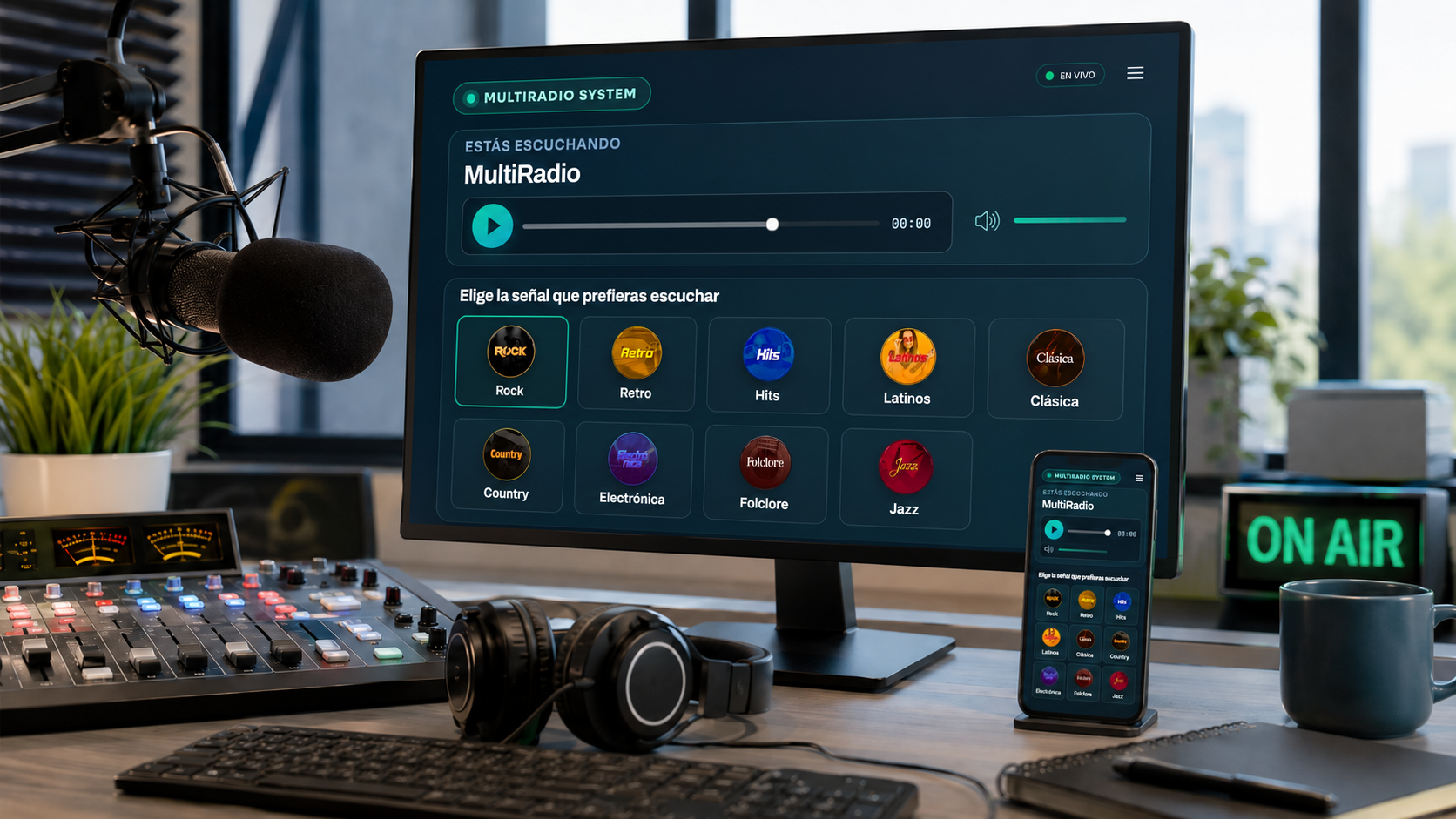 Radio online con múltiples señales musicales para retener oyentes y vender más publicidad